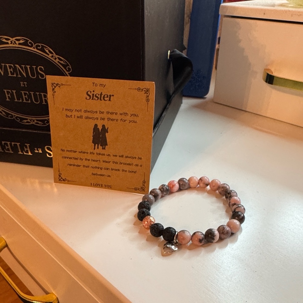 Pink and Gray Beaded Sister Bracelet